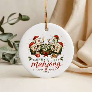 Merry Little Mahjong Tile Christmas Ceramic Tree Decoration