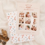 Merry Little Moments 9 Photo Collage Christmas Holiday Card<br><div class="desc">Embrace the essence of togetherness with our "Merry Little Moments" Christmas Holiday Photo Cards. The message is written at the top of the card, with "little" written in elegant script calligraphy, adorned with simple flourishes at either end. Below, nine custom family photos are arranged naturally, as if pegged on a...</div>