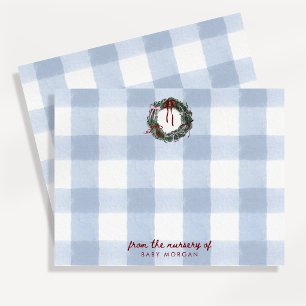 Merry Little Nursery Blue Gingham Note Card