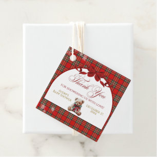 Merry Little Red Bow Christmas Plaid Favour Tags