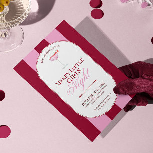 Merry little red stripe Christmas Party Invitation