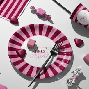 Merry little red stripe Christmas Party Plate