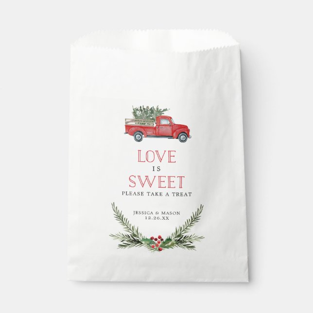 Merry Little Red Truck Love is Sweet Favours Bag (Front)
