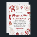 Merry Little Red Winter Xmas Christmas Baby Shower Invitation<br><div class="desc">Merry Little Red Winter Christmas Baby Shower Invitation</div>