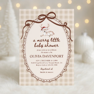 Merry Little Reindeer Winter Christmas Baby Shower Invitation
