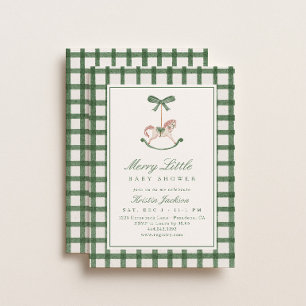Merry Little Rocking Horse Winter Baby Shower Invitation