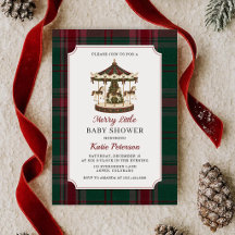 Merry Little Tartan Carousel Christmas Baby Shower