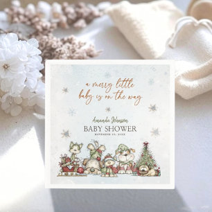 Merry Little Winter Puppy Christmas Baby Shower Napkin