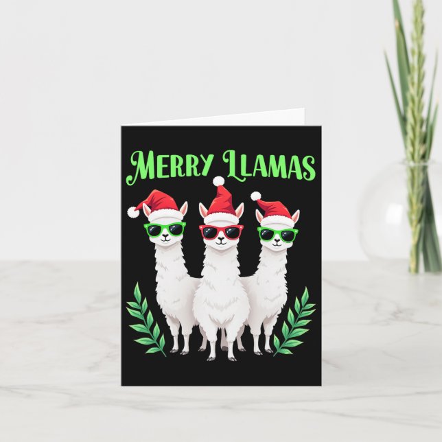Merry Llamas Funny Christmas Llama Animal Holiday  Card (Front)