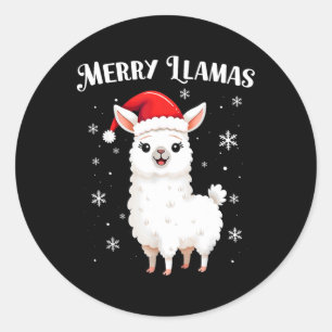 Merry Llamas Funny Christmas Llama Animal Holiday Classic Round Sticker