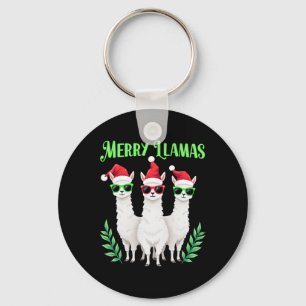 Merry Llamas Funny Christmas Llama Animal Holiday  Key Ring