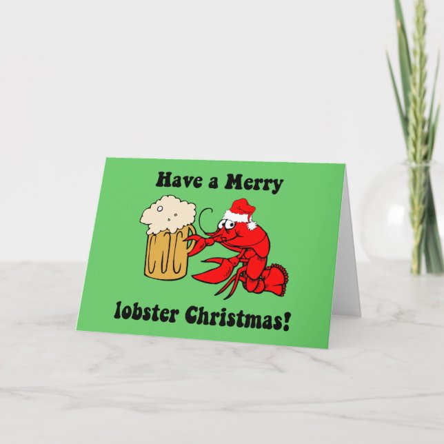 Merry lobster Christmas Holiday Card (Front)
