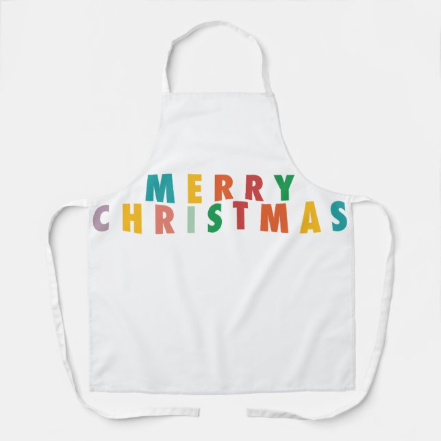 MERRY LOVE JOY | COLORFUL CHRISTMAS APRON (Front)