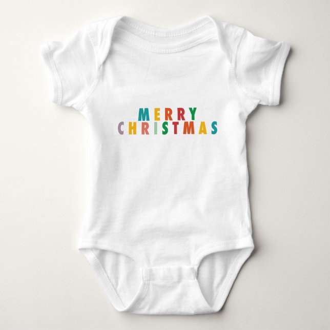 MERRY LOVE JOY | COLORFUL CHRISTMAS BABY BODYSUIT (Front)