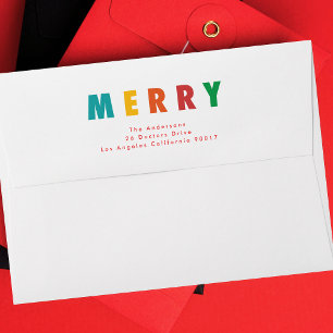 MERRY LOVE JOY   COLORFUL CHRISTMAS ENVELOPE