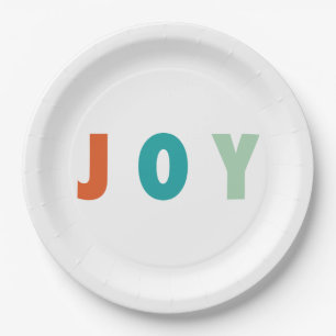 MERRY LOVE JOY   COLORFUL CHRISTMAS PAPER PLATE