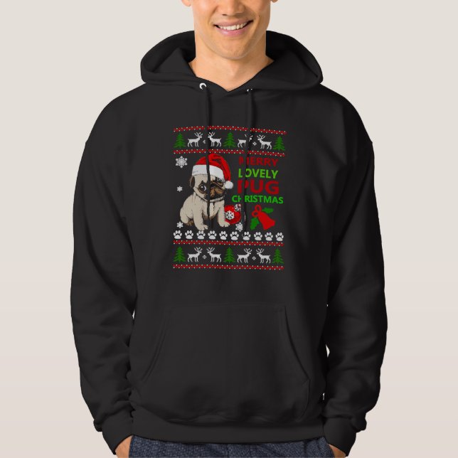Merry lovely pug christmas funny Essential T-Shirt Hoodie (Front)
