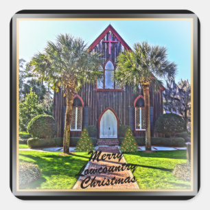 Merry Lowcountry Christmas Bluffton SC Church  Square Sticker