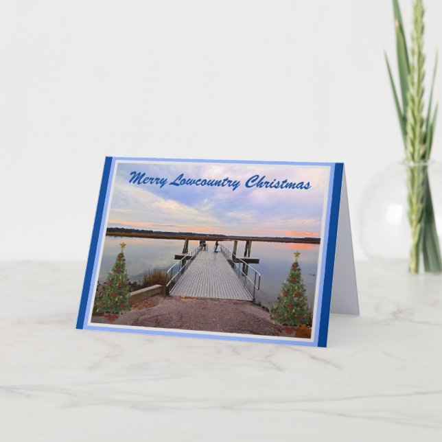 Merry Lowcountry Christmas Bluffton South Carolina Holiday Card (Front)