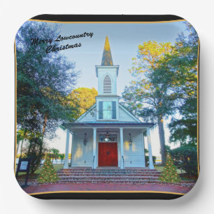 Merry Lowcountry Christmas Chapel Palmetto Bluff Paper Plate