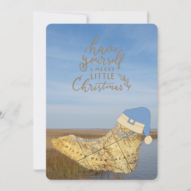 Merry Lowcountry Christmas Hilton Head Island Map Holiday Card (Front)
