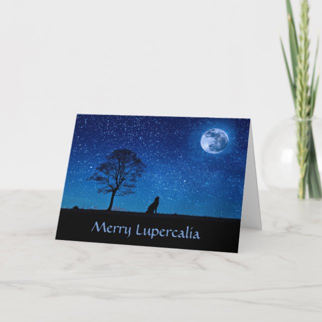 Merry Lupercalia (wolf) Holiday Card (Front)