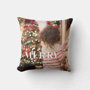 Merry Magic Christmas Photo Ornament Cushion
