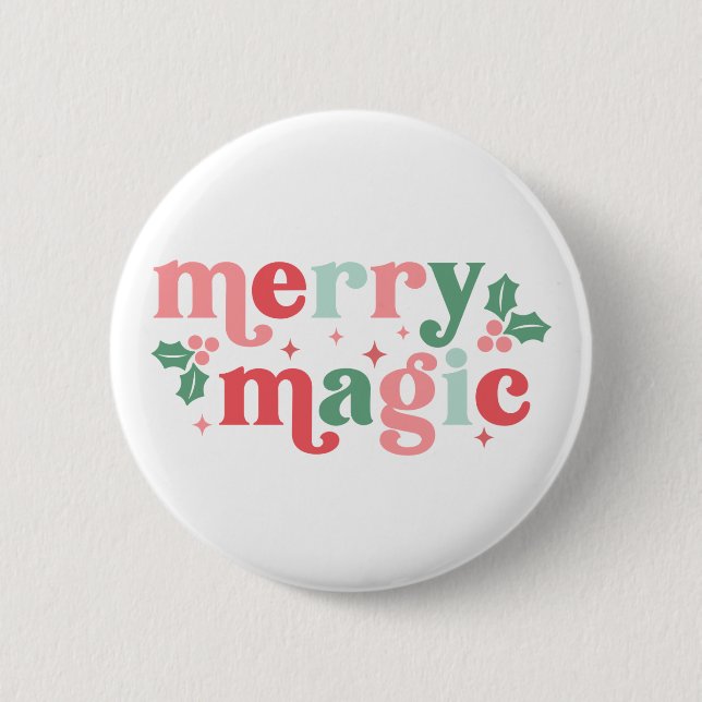 Merry Magic - Colourful Holiday Typography 6 Cm Round Badge (Front)