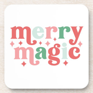 Merry Magic - Colourful Holiday Typography Coaster