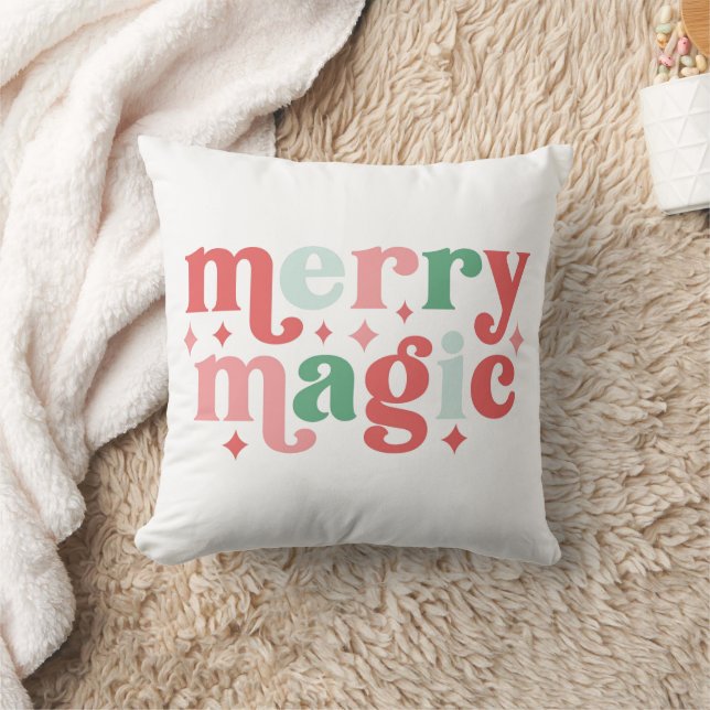 Merry Magic - Colourful Holiday Typography Cushion (Blanket)