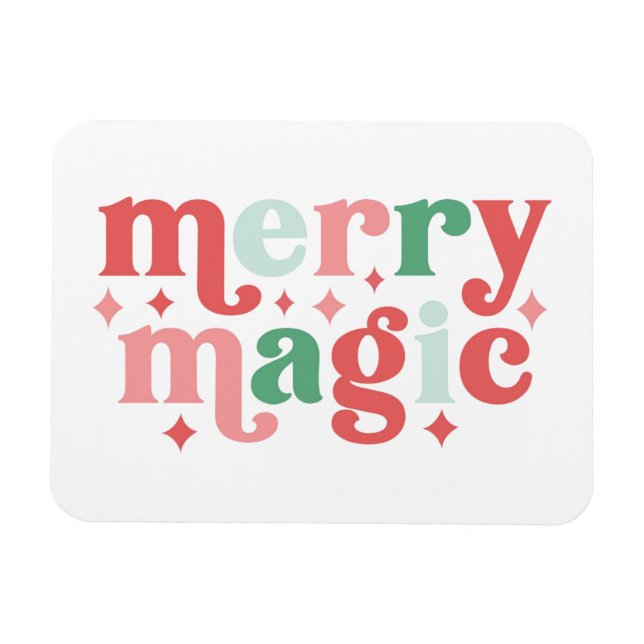 Merry Magic - Colourful Holiday Typography Magnet (Horizontal)