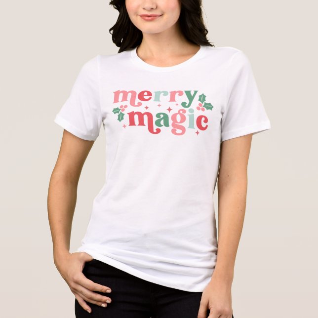 Merry Magic - Colourful Holiday Typography Tri-Blend Shirt (Front)