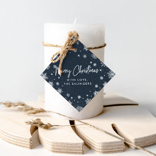 Merry Magic Navy & White Snowflake Christmas Favour Tags