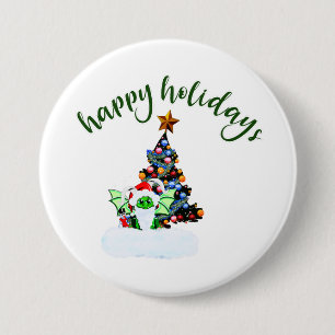 Merry & Magical  Christmas Cheer with a Dragon Twi 7.5 Cm Round Badge