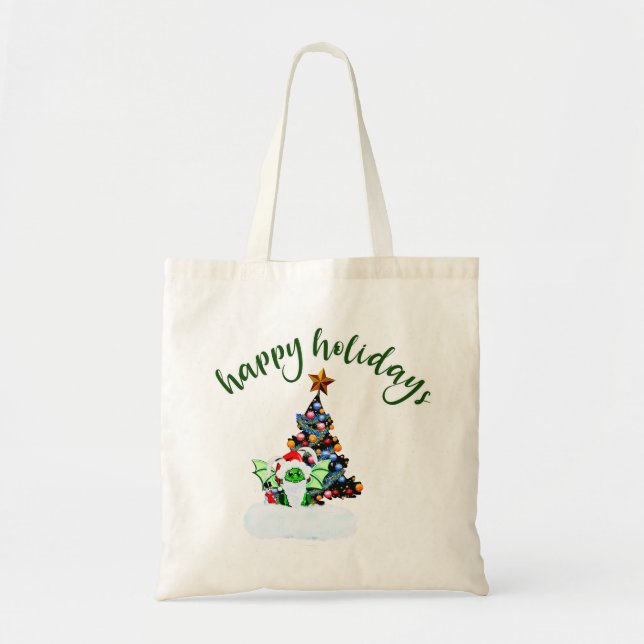 Merry & Magical Christmas with a Dragon Twist Tote Bag (Front)