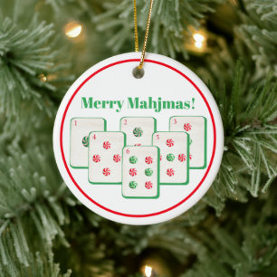 Merry Mahjmas Mahjong Candy Dot Tiles Ceramic Tree Decoration