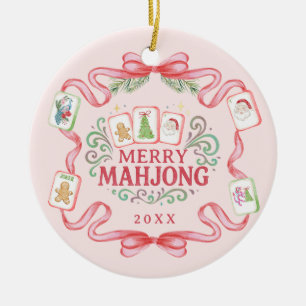Merry Mahjong Christmas Ceramic Tree Decoration