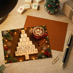 Merry Mahjong Christmas Postcard