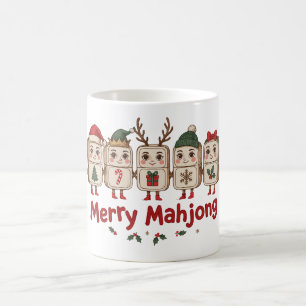 Merry Mahjong Christmas Tiles Santa Hat Reindeer Coffee Mug