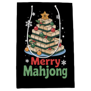 Merry Mahjong Christmas Tiles Tree Xmas Holiday Medium Gift Bag