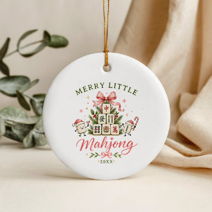 Merry Mahjong Christmas Tree Bow Ceramic Tree Decoration