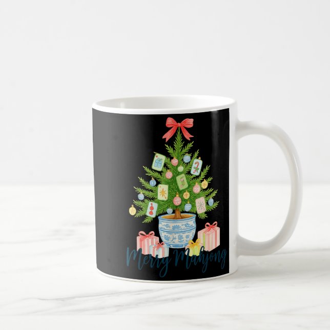 Merry Mahjong Christmas Tree Chinoiserie Holiday  Coffee Mug (Right)