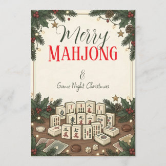 Merry Mahjong & Game Night Christmas Greeting Card