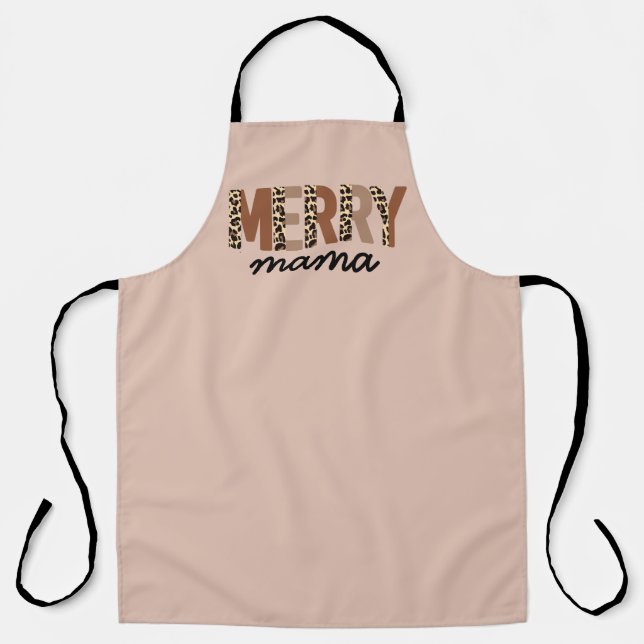 "Merry Mama" Modern Colour Block Leopard Boho Apron (Front)