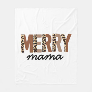 "Merry Mama" Modern Colour Block Leopard Boho Fleece Blanket