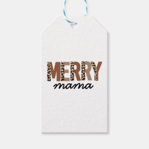 "Merry Mama" Modern Colour Block Leopard Boho Gift Tags