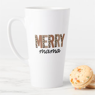 "Merry Mama" Modern Colour Block Leopard Boho Latte Mug