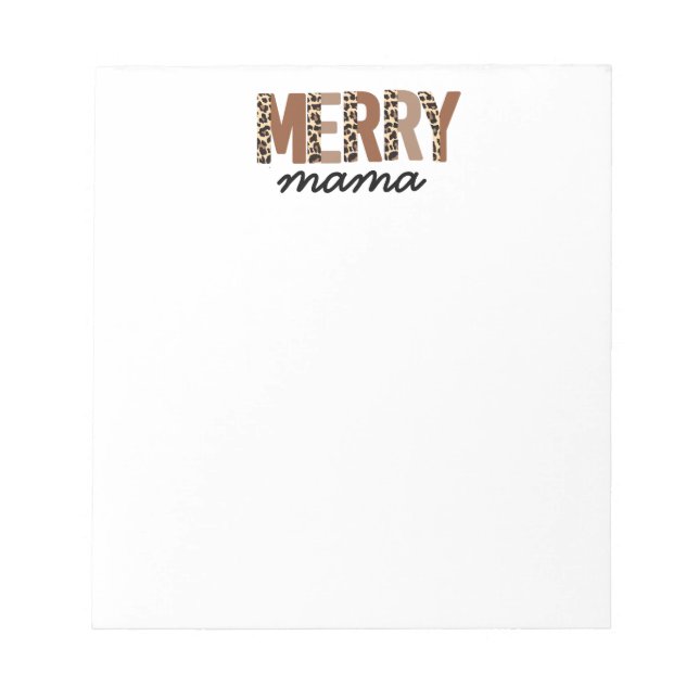 "Merry Mama" Modern Colour Block Leopard Boho Notepad (Front)