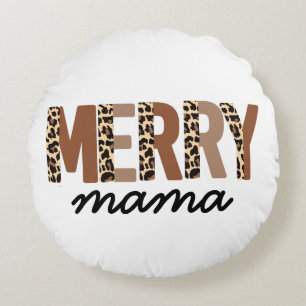 "Merry Mama" Modern Colour Block Leopard Boho Round Cushion