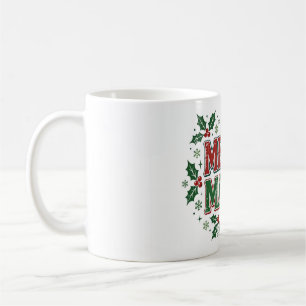 Merry Mama Retro Christmas Holly Design Coffee Mug